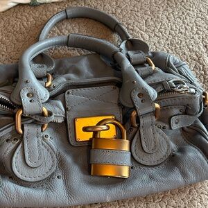Chloe Gray Paddington  Satchel with Gold Accents